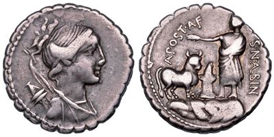 Postumius Albinus, Denario serrato, 81 a.C.