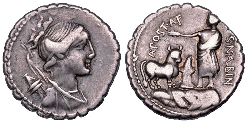 POSTUMIA. A. Postumius Albinus, 81 a.C. Denario serrato.  - Auction Numismatics - Cambi Casa d'Aste