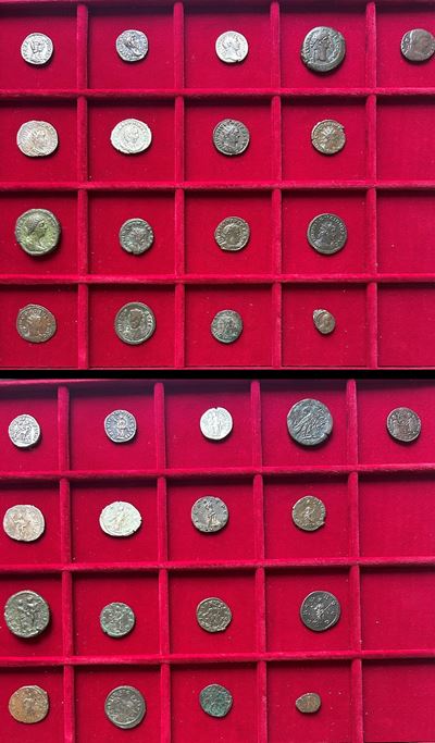 Impero Romano, Lotto di Diciassette Monete in Argento e Bronzo (I-IV secolo)