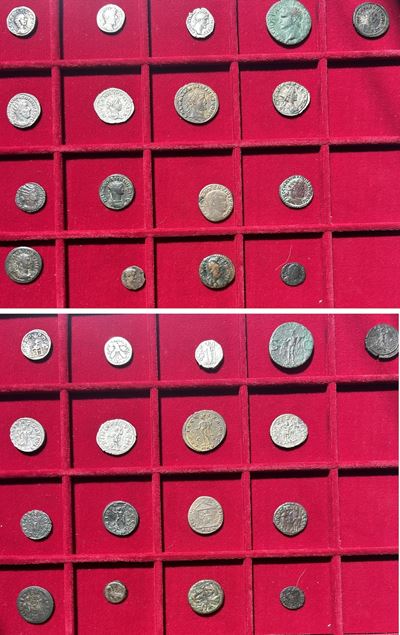 Impero Romano, Lotto di diciassette monete antiche in argento e bronzo