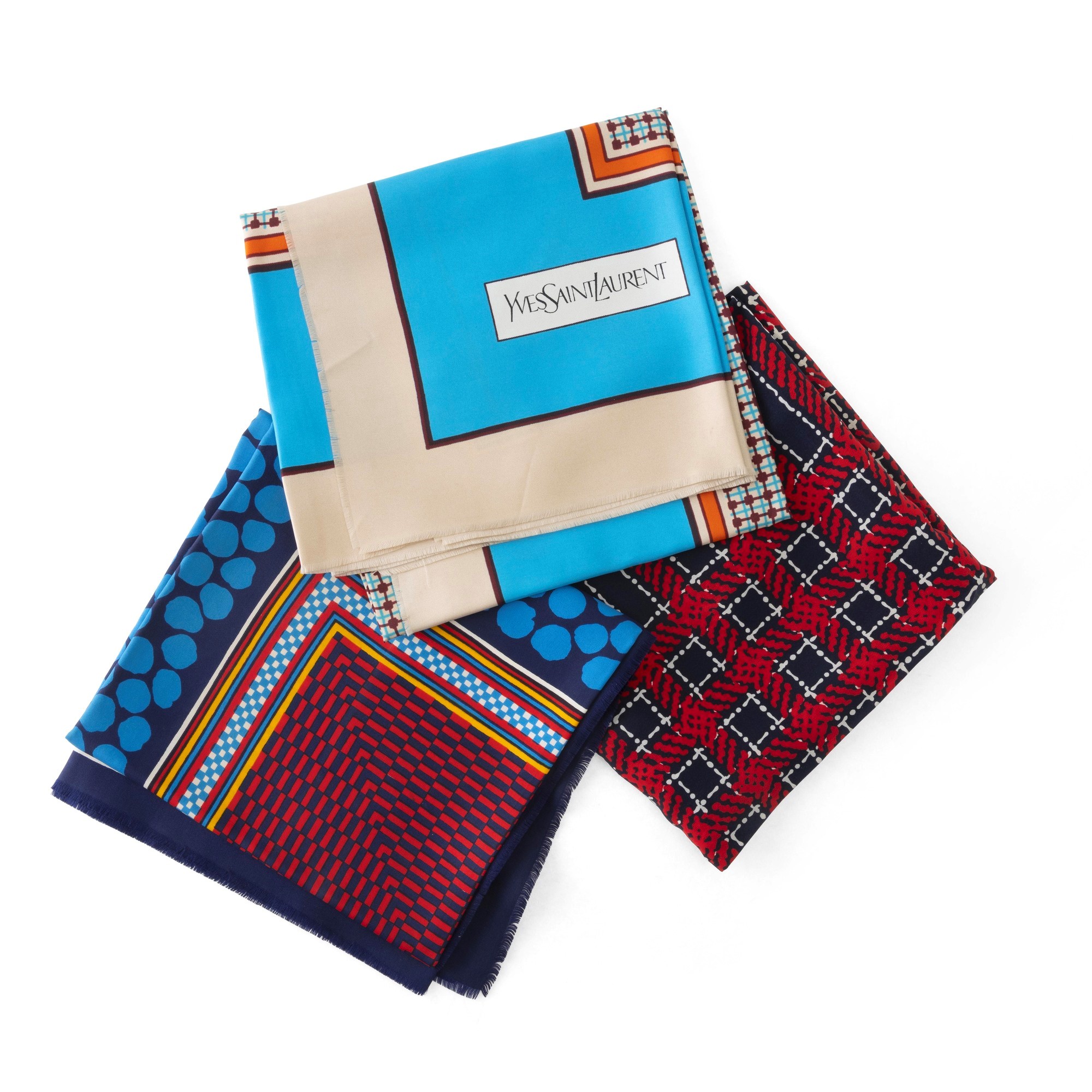 Yves Saint Laurent - Tre foulard in seta