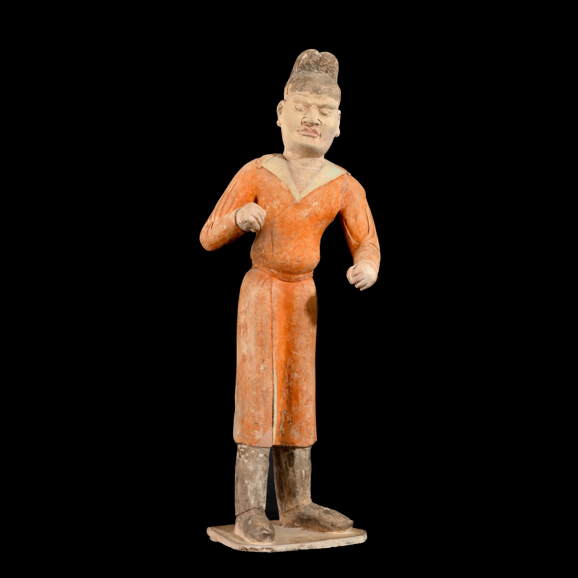 Figura di cammelliere, terracotta policroma, Cina, Dinastia Tang (618-907)