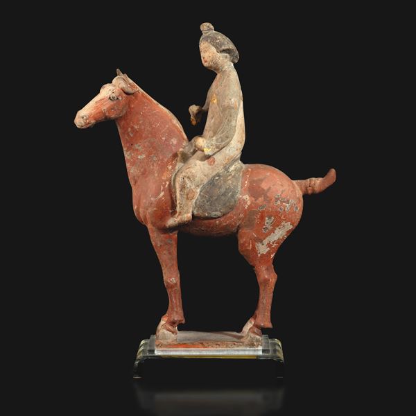 Polychrome terracotta figure of a female rider on horseback, China, Tang Dynasty (618–907).