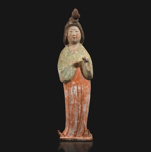 Fat Lady in terracotta con tracce di policromia, Cina, Dinastia Tang (618-906)