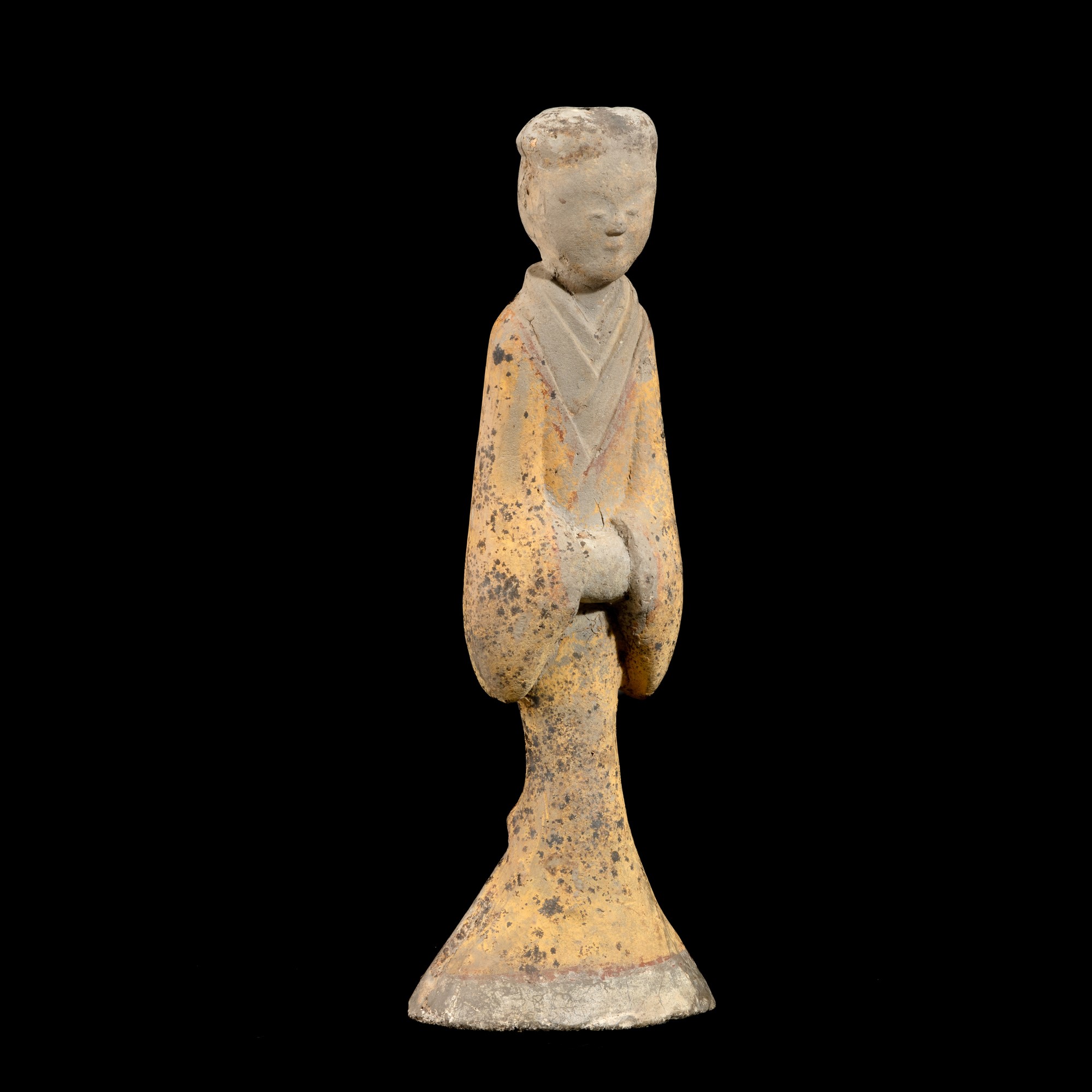Figura femminile di corte, terracotta con tracce di policromia, Cina, Dinastia Han (206-220)