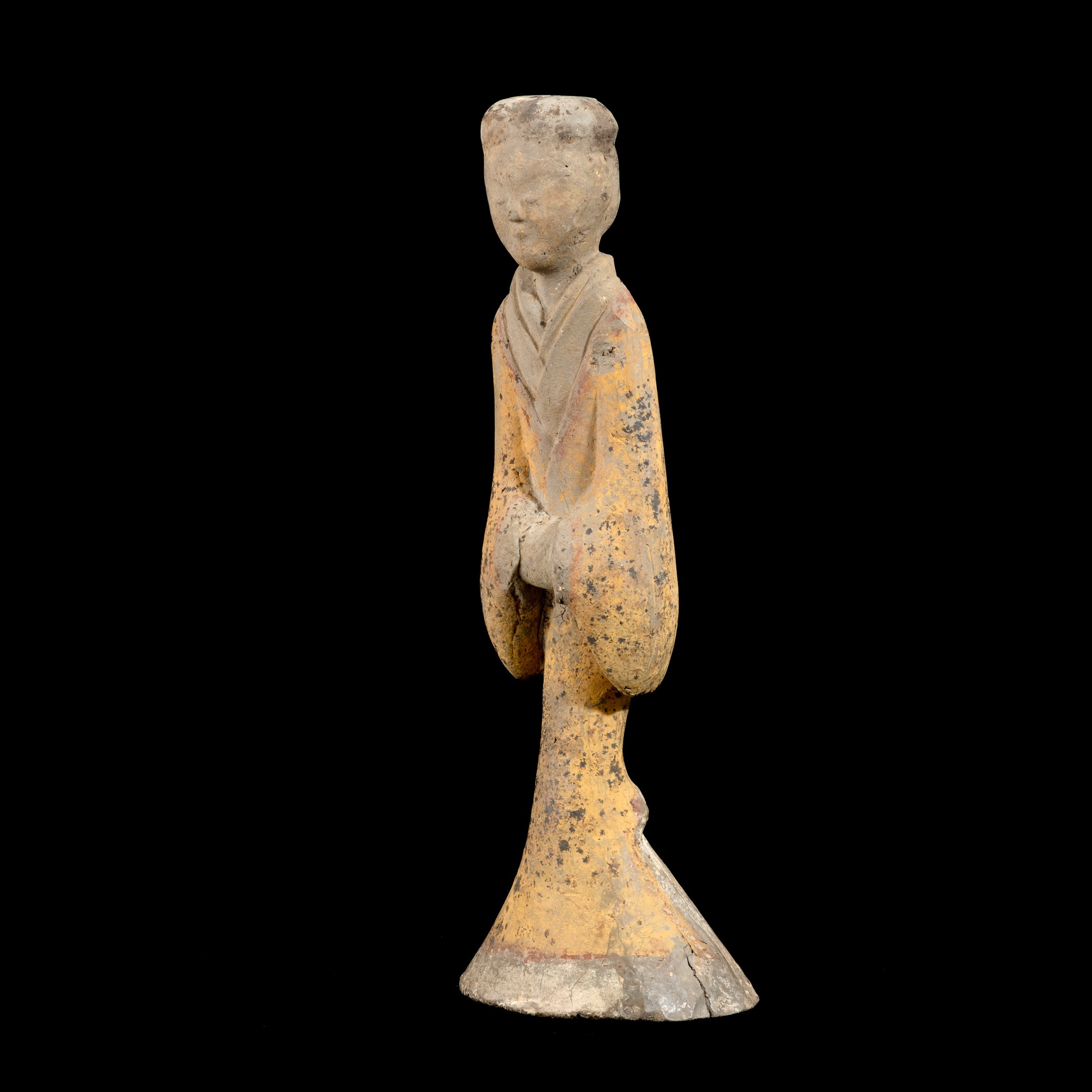 Figura femminile di corte, terracotta con tracce di policromia, Cina, Dinastia Han (206-220)