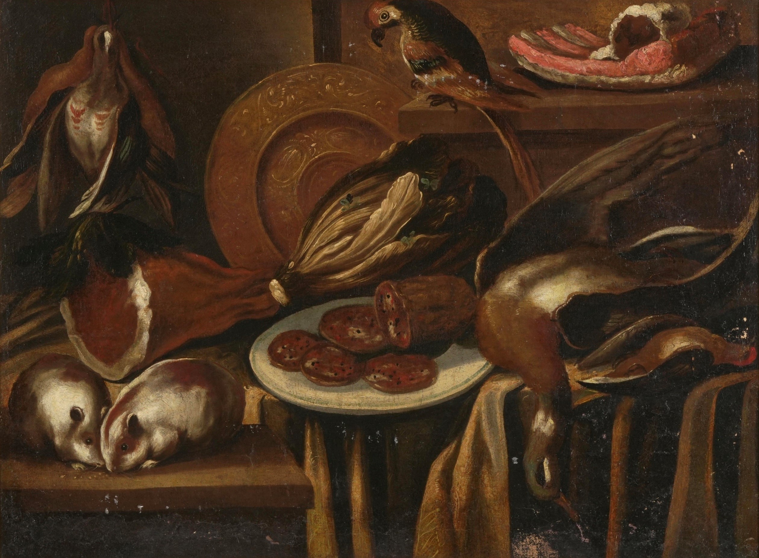 Scuola del XVII secolo Nature morte con cavie