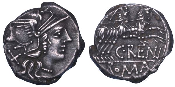 RENIA. C. Renius, 138 a.C. Denario.