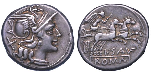 SAUFEIA. L. Saufeius, 152 a.C. Denario.