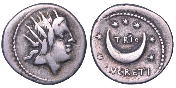 LUCRETIA. L. Lucretius Trio, 74 a.C. Denario.