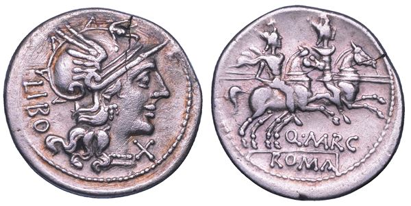 MARCIA. Q. Marcius Libo, 148 a.C. Denario.