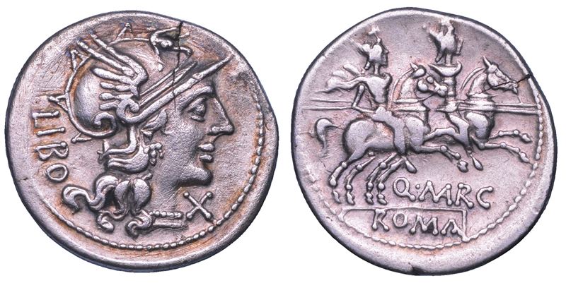 MARCIA. Q. Marcius Libo, 148 a.C. Denario.  - Auction Numismatics - Cambi Casa d'Aste