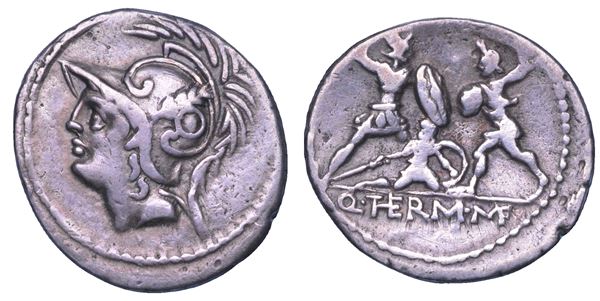 MINUCIA. Q. Minucius M.f. Thermus, 103 a.C. Denario.
