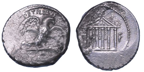 PETILLIA. Petillius Capitolinus, 43 a.C. Denario.