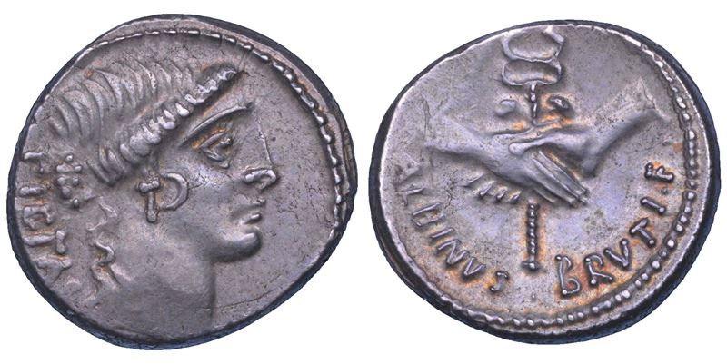 POSTUMIA. Decimus Postumius Albinus Bruti, 48 a.C. Denario.  - Asta Numismatica - Cambi Casa d'Aste