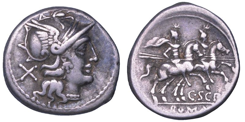 SCRIBONIA. C. Scribonius Curio, 154 a.C. Denario.  - Auction Numismatics - Cambi Casa d'Aste