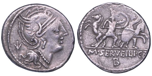 SERVILIA. M. Servilius, 100 a.C. Denario.