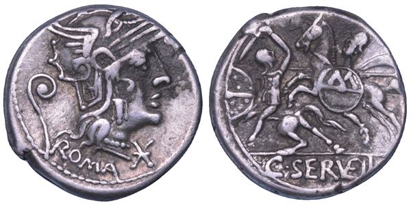 SERVILIA. C. Servilius Vartia, 127 a.C. Denario.