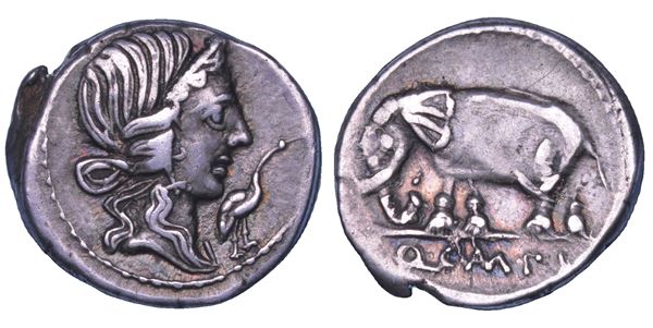 CAECILIA. Q. Caecilius Metellus Pius, 81 a.C. Denario.