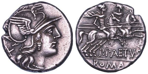 AELIA. P. Elius Paetus, 138 a.C. Denario.