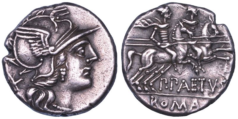 AELIA. P. Elius Paetus, 138 a.C. Denario.