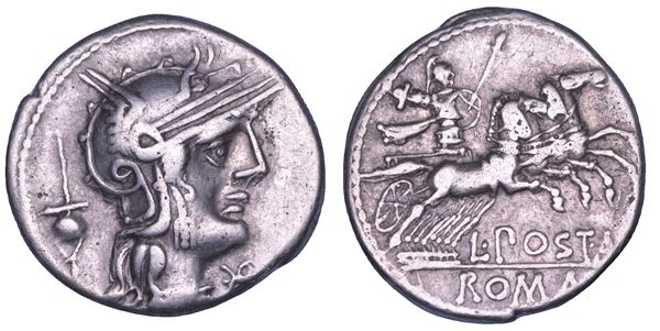 POSTUMIA. L. Postumius Albinus, 131 a.C. Denario.