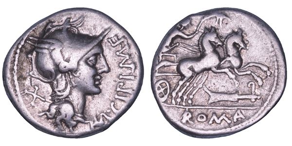 CIPIA. M. CIPIUS M.F., ca. 115-114 a.C. Denario.