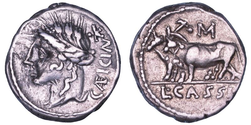 CASSIA. L. Cassius Caecianus, 102 a.C. Denario.