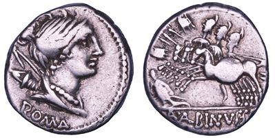 POSTUMIA. Postumius Albinus, Denario, 96 a.C.