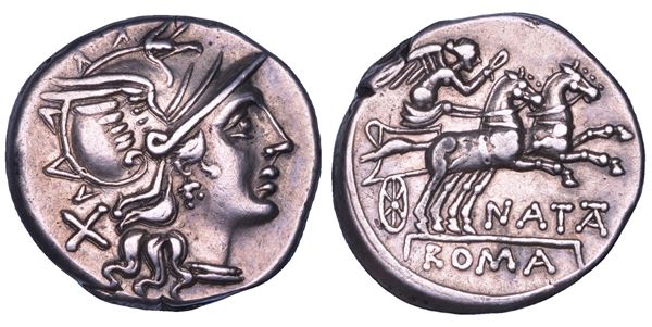 PINARIA. Pinarius Natta, 149 a.C. Denario.