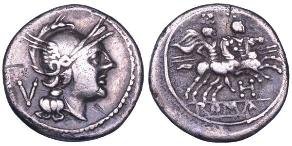 ANONIME SENZA SIMBOLI, anni 211-209 a.C. Quinario.