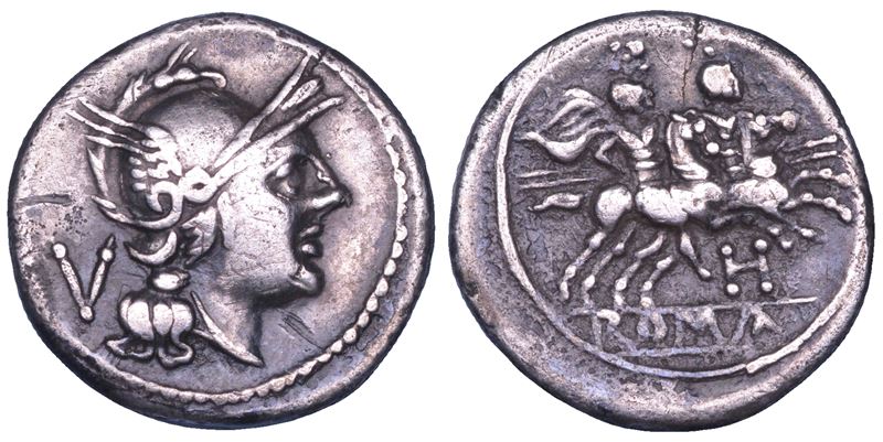 ANONIME SENZA SIMBOLI, anni 211-209 a.C. Quinario.