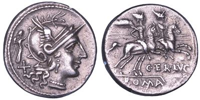 C. Terentius Lucanus, Denario, Roma, 147 a.C.