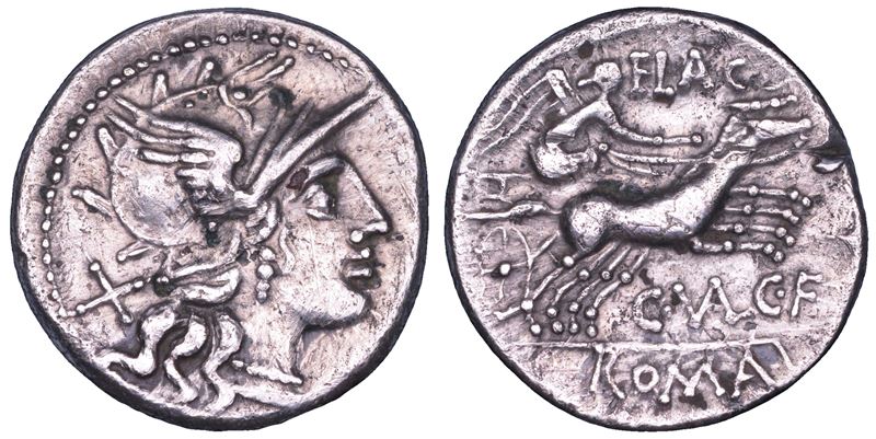 VALERIA. C. Valerius C.f. Flaccus, 140 a. C. Denario suberato.  - Auction Numismatics - Cambi Casa d'Aste