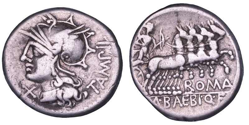 BAEBIA. M. Baebius Q.f. Tampilus, 137 a.C. Denario.