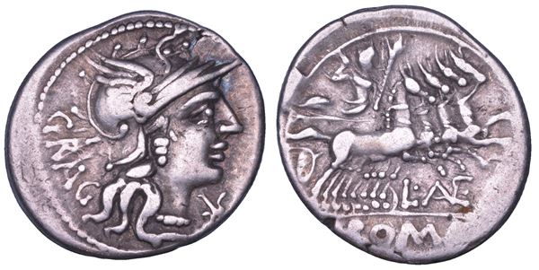 ANTESTIA. L. Antestius Gragulus, 136 a.C. Denario.