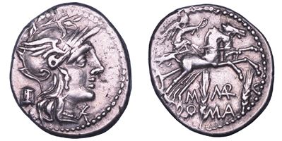 M. Marcius Mn.f., Denario, 134 a.C.