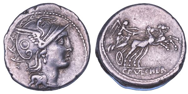 CLAUDIA. C. Claudius Pulcher, 110-109 a.C. Denario.