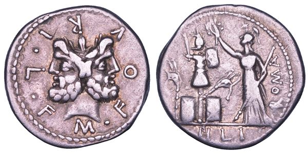 FURIA. Marcus Fourius Lucii filius Philus 119 a.C. Denario.