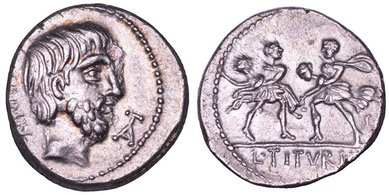 TITURIA. L. Titurius L.f. Sabinus, 89 a.C. Denario.  - Asta Numismatica - Cambi Casa d'Aste