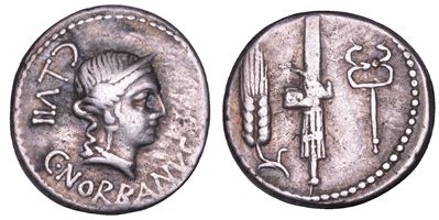 C. Norbano, Denario con Testa di Venere e Spiga di Grano, 83 a.C.