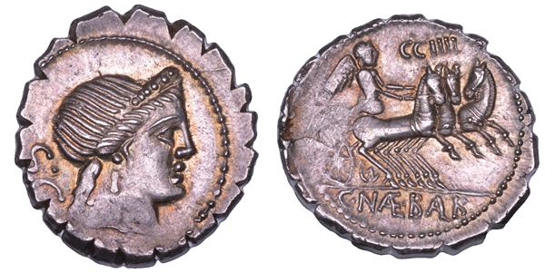 NAEVIA. C. Naevius Balbus, 79 a.C. Denario serrato.