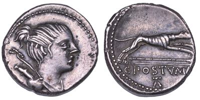 C. Postumius, Denario di Postumia, 73 a.C.