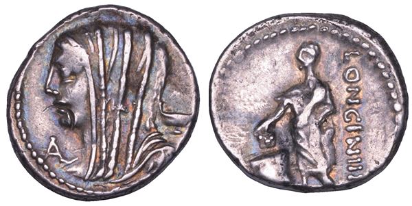 CASSIA. L. Cassius Longinus, 60 a.C. Denario.