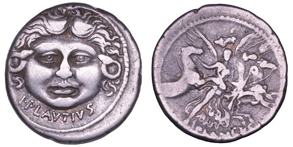 PLAUTIA. L. Plautius Plancus, 47 a.C. Denario.
