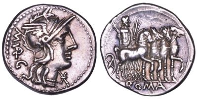M. Vargunteius, Denario, 130 a.C.