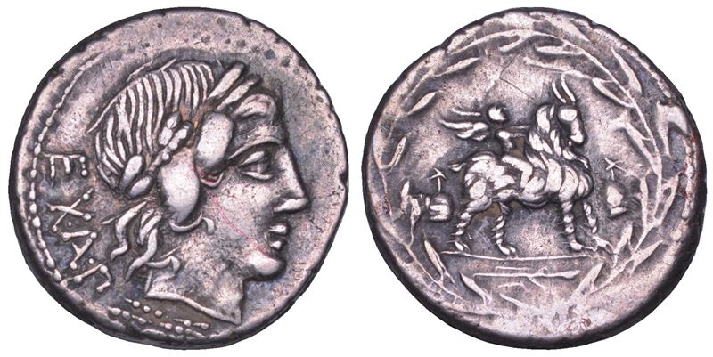 FONTEIA. Mn. Fonteius C.f, 85 a.C. Denario.