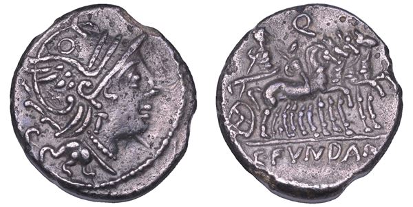 FUNDANIA. C. Fundanius, 101 a.C. Denario.