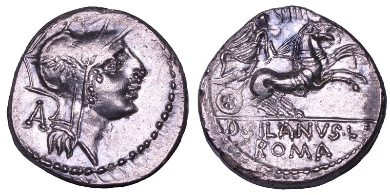 JUNIA. D. Junius Silanus, 91 a.C. Denario.