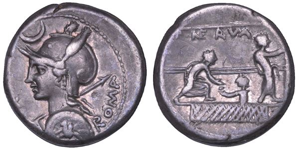 LICINIA. P. Licinius Nerva, 113-112 a.C. Denario.